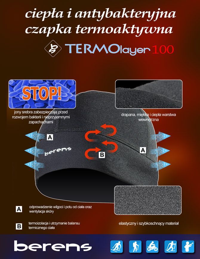 czapka termoaktywna - ciepła i antybakteryjna